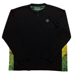 Pelagic Shirt Mens 2XL Patrol Henley Long Sleeve Fishing Outdoor UPF Black